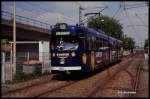 Duisburg - Huckingen: Düwag Tram 1069 auf der Linie 909 am 10.5.1991