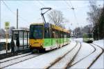 EVAG-Tw 1116 auf der Mlheim-Essener Gemeinschaftslinie 104 am Mlheimer Hauptfriedhof.