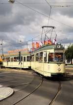 VGF Düwag L-Wagen 124 am 20.08.17 in Frankfurt am Main an der Hugo Junkers Straße als Linie V