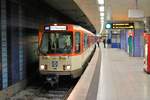 VGF Düwag Pt Wagen 148 bei einer Sonderfahrt in Frankfurter U-Bahn Tunnel an der Haltestelle Seckbacher Landstraße am 04.03.18.