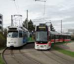 Freiburger VAG Düwag GT8N Wagen 223 und GT8Z 251 am 21.03.17 in Haid.