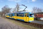 Straßenbahn Gotha / Thüringerwaldbahn: Duewag GT8NF der Thüringerwaldbahn und Straßenbahn Gotha GmbH - Wagen 508, aufgenommen im März 2017 in Bad Tabarz / Landkreis Gotha.