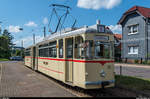 Thüringerwaldbahn und Strassenbahn Gotha: Der historische Gotha-Gelenkwagen 215 steht am 4.