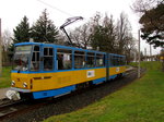 TWSB 316 als Linie 6 vom Gleisdreieck Waltershausen, am 25.03.2016 am Bahnhof Waltershausen.
