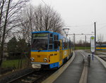 WSB 316 als Linie 6 zum Bahnhof Waltershausen, am 25.03.2016 am Gleisdreieck Waltershausen.