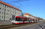 Straßenbahn Halle / Saale: Wagen 662 + 661 als Linie 1 nach Beesen.