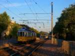 Der historische Tw 100 mit Bw 298 fahren anlsslich einer privaten Sonderfahrt in die Haltestelle Tullastrae ein. Aufgenommen am 23.9.2009