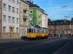 Tw 100 mit Bw 298 in der Poststrae. Aufgenommen am 4.10.2009