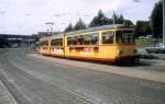 Karlsruhe VBK SL 1 (GT8 112) Lameyplatz im Juli 1988.