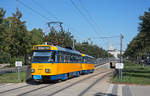 Leipzig T4D-M 214 + 2066 als Linie 8 im Sportforum Süd, 29.08.2017.