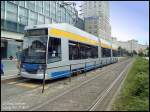 Tram 1110 im LVB-Design in Leipzig am Augustusplatz, Nhe Gewandhaus, 29.06.07.