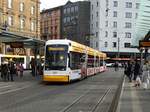 MVG Stadler Variobahn 223 am 04.03.17 in Mainz Hbf mit Segmüller Werbung auf den Weg zum Bismarckplatz   