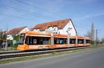 Straßenbahn Mainz / Mainzelbahn: Stadler Rail Variobahn der MVG Mainz - Wagen 229, aufgenommen im März 2017 in Mainz-Bretzenheim.