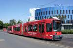 Straßenbahn Mainz: Adtranz GT6M-ZR der MVG Mainz - Wagen 203, aufgenommen im Juni 2017 in der Nähe der Haltestelle  Bismarckplatz  in Mainz.