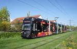 Straßenbahn Mainz / Mainzelbahn: Stadler Rail Variobahn der MVG Mainz - Wagen 231, aufgenommen im April 2018 in Mainz-Bretzenheim.