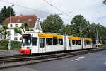 Straßenbahn Mainz: Adtranz GT6M-ZR der MVG Mainz - Wagen 216, aufgenommen im Juni 2016 in Mainz-Bretzenheim.