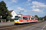 Straßenbahn Mainz: Duewag / AEG M8C der MVG Mainz - Wagen 275, aufgenommen im August 2016 in Mainz-Gonsenheim.