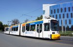 Straßenbahn Mainz: Adtranz GT6M-ZR der MVG Mainz - Wagen 205, aufgenommen im August 2016 in der Nähe der Haltestelle  Bismarckplatz  in Mainz.