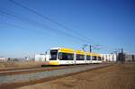 Straßenbahn Mainz / Mainzelbahn: Stadler Rail Variobahn der MVG Mainz - Wagen 235, aufgenommen im Januar 2017 in Mainz-Bretzenheim.