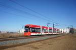 Straßenbahn Mainz / Mainzelbahn: Stadler Rail Variobahn der MVG Mainz - Wagen 222, aufgenommen im Januar 2017 in Mainz-Bretzenheim.