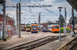 Blick in den rnv-Betriebshof beim Bahnhof Käfertal.