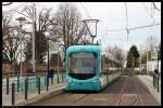 Wagen 5701 am 13.03.2010 in Kirchheim zur Weiterfahrt in Richtung Bismarckplatz.