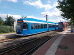 Während der Tw 672 wieder zurück Richtung Innenstadt fuhr,traf am 14.August 2017,der Tw 658 in der Endhaltestelle Rostock Dierkow ein.