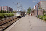 Schwerin NVS SL 2 (Tatra T3DC2 205) Hegelstraße am 12. Juli 1994. - Scan eines Farbnegativs. Film: Scotch 200. Kamera: Minolta XG-1.