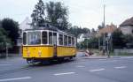 Stuttgart SSB SL 10 (Zahnradbahn Marienplatz - Degerloch): Tw 104 Degerloch, Jahnstrasse im Juli 1979.