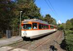 VGF Düwag M-Wagen 102 mit Beiwagen 1804 am 19.08.18 in Frankfurt am Main Schwanheimer Wald