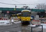 03.02.2017, Berlin, Schöneweide, Tatra KT4DM endet seine Fahrt.