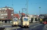 Flensburg Stdtische Strassenbahn SL 1 (Tw 38 / Tw 42) Berliner Platz am 8. Oktober 1972.