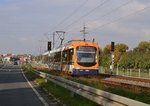 Triebwagen 4135 im VRN-Dienst auf der Linie 5 unterwegs auf Rundfahrt am 19.10.2015 zwischen Weinheim und Heidelberg.