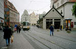 Augsburg Stadtwerke Augsburg SL 1 (MAN/DÜWAG/Siemens M8C 8012) Moritzplatz am 17. Oktober 2006. - Scan eines Farbnegativs. Film: Kodak FB 200-6. Kamera: Leica C2.