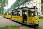 Kirnitzschtalbahn Wagen 6 am 23.06.16 in Bad Schandau am Kurpark.
