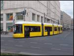 Moderne Straenbahn in Berlin am Alexanderplatz am 23.04.2013