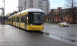 Berlin BVG SL M5 (Bombardier-GT8-11ZRL 9011) Invalidenstrasse / Hauptbahnhof am 1. März 2015.