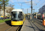 Berlin BVG SL M6 (GT8-11ZRL 9028 (Bombardier 2015)) Mollstraße (Hst. Mollstraße / Otto-Braun-Straße) am 22. April 2016.