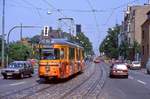 Bochum Tw 291 in der Herner Straße im Verlauf der heutigen U35, 05.07.1989.