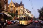 Bonn SWB Tw 201 mit Bw 289 am Bonner Talweg, 02.09.1987.