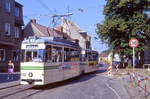 Brandenburg Tw 140 mit Bw 270 in Plaue, 12.07.1994. Der Betrieb dieser Strecke wurde 2002 eingestellt.