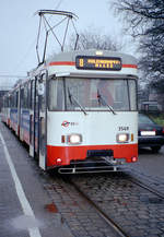 Bremen BSAG SL 8 (Wegmann GT4 3549 + GB4 3749) Huchting am 28. Dezember 2006. - Scan eines Farbnegativs. Film: Kodak GC 400-6.