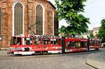 Am 02. August 2003 in Cottbus: Tw 150 an der Oberkirche, die Linie 3 verkehrte zu der Zeit von Sandow nach Madlow
