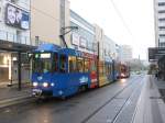 Cottbus Tw 137 in der Friedrich Ebert Strae, 24.04.2012.