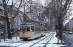 Dsseldorf Tw 2108 in der Lindemannstrae, 20.02.1986.