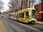 Straßenbahnlinie 703 nach Düsseldorf-Bilk Kirchfeldstraße an der Haltestelle Düsseldorf-Gerresheim Hardenbergstraße.(28.02.2015)  