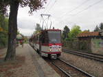 EVAG 405 + 495 als Linie 3 (Urbicher Kreuz - Europaplatz), am 17.10.2014 an der Haltestelle Melchendorf.