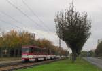 EVAG 405 + 495 als Linie 3 (Europaplatz - Urbicher Kreuz), am 17.10.2014, dem letzten Tag der KT4D im Erfurter Linienverkehr, vor der Haltestelle Klinikum.