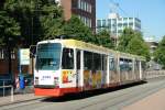 EVAG 1401 an der Haltestelle Essen West.
Der Wagen macht Werbung fr Maggi.