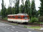 VGF Düwag M-Wagen 102 am 20.08.17 in Frankfurt am Main an der Hugo Junkers Straße als Linie V